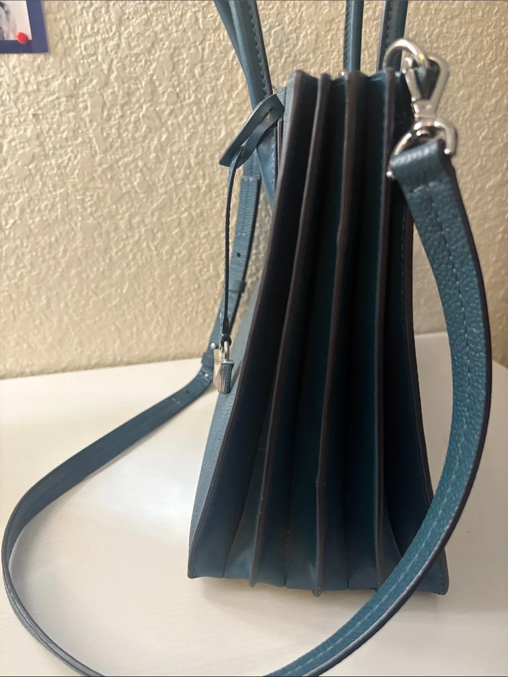 Michael Kors Teal Pebbled Leather Tote with Detachable Strap